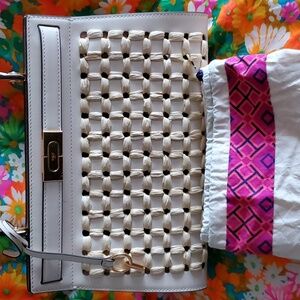 Tory Burch Raffia Punch Small Bag